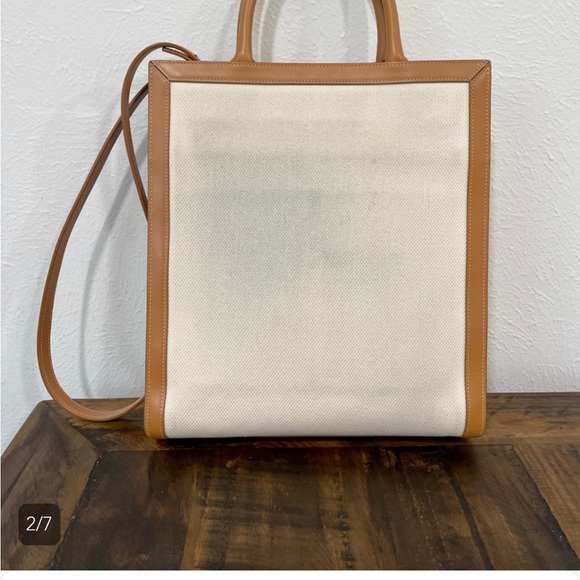CELINE Small Vertical Cabas Women's Canvas,Leather Handbag crossbody - Picture 3 of 8
